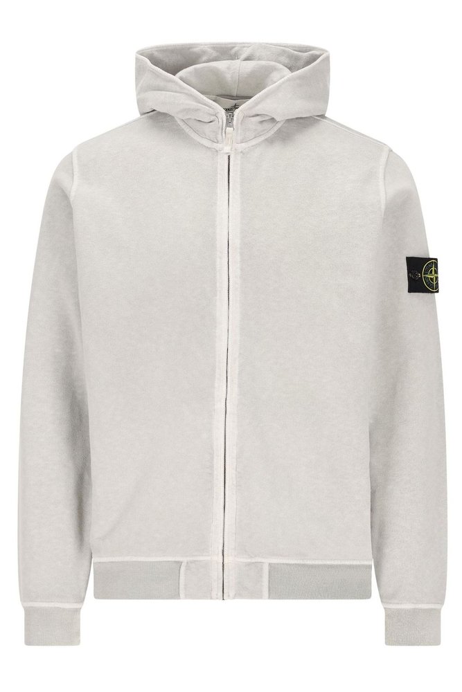 Stone Island Logo Patch Zipped Hoodie – Cettire