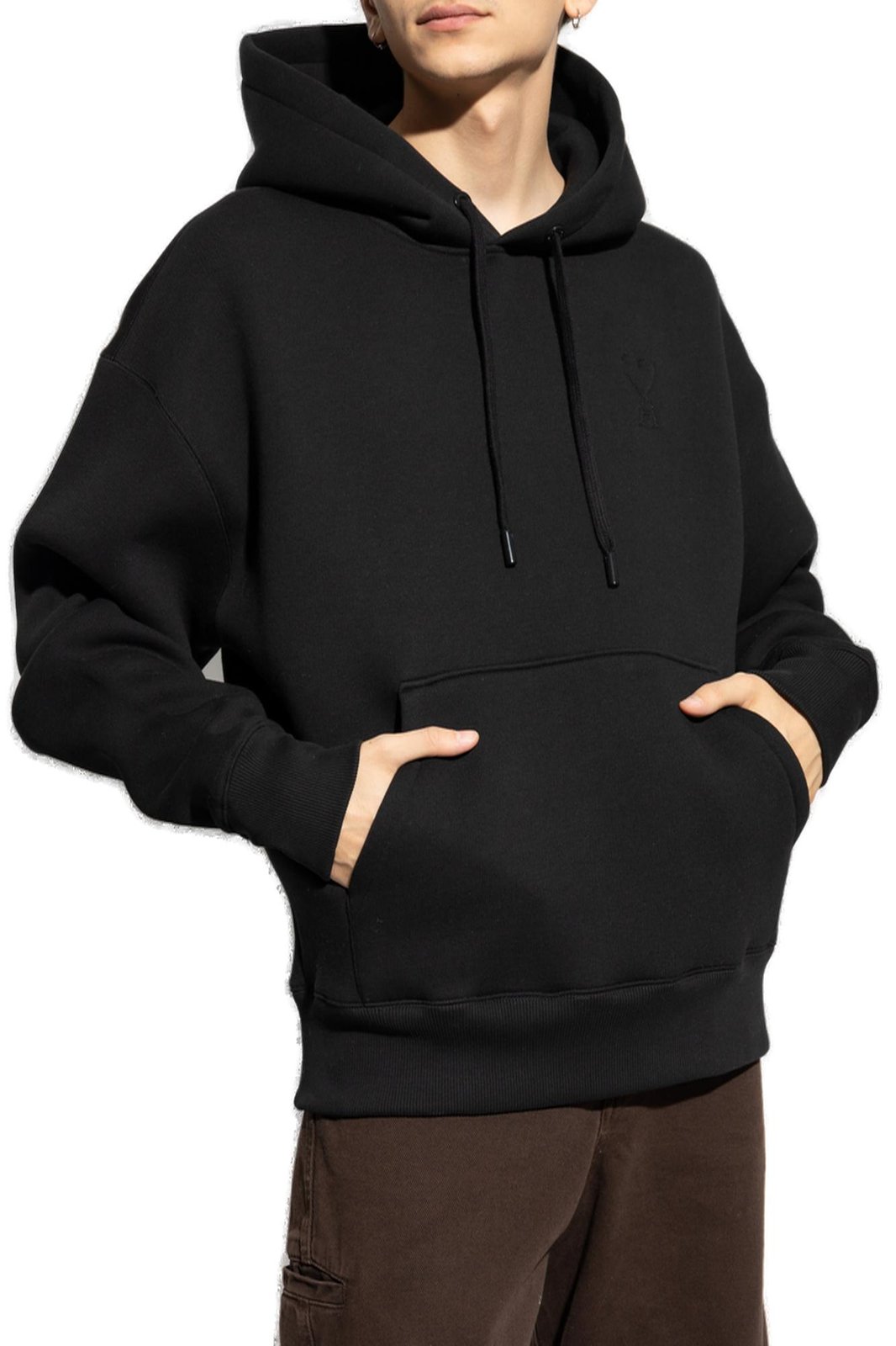 AMI Paris Long-Sleeved Drawstring Hoodie