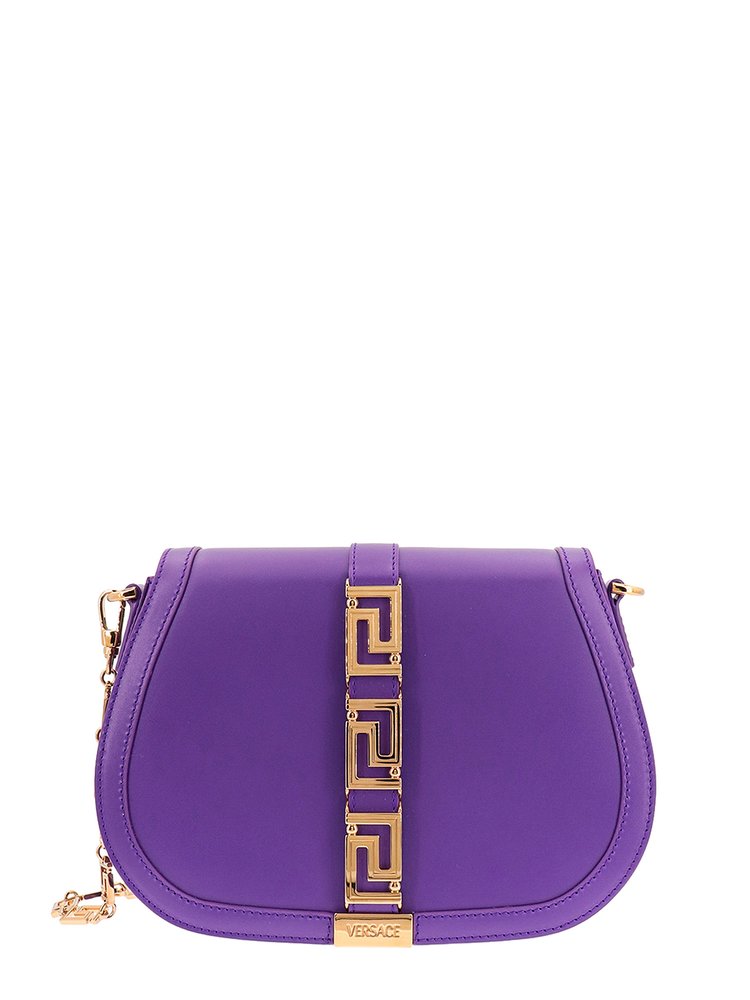 Versace Greca Goddess Medium Leather Shoulder Bag In Purple ModeSens