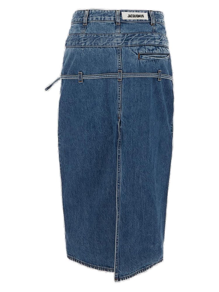 JACQUEMUS 벨트 데님 펜슬 스커트