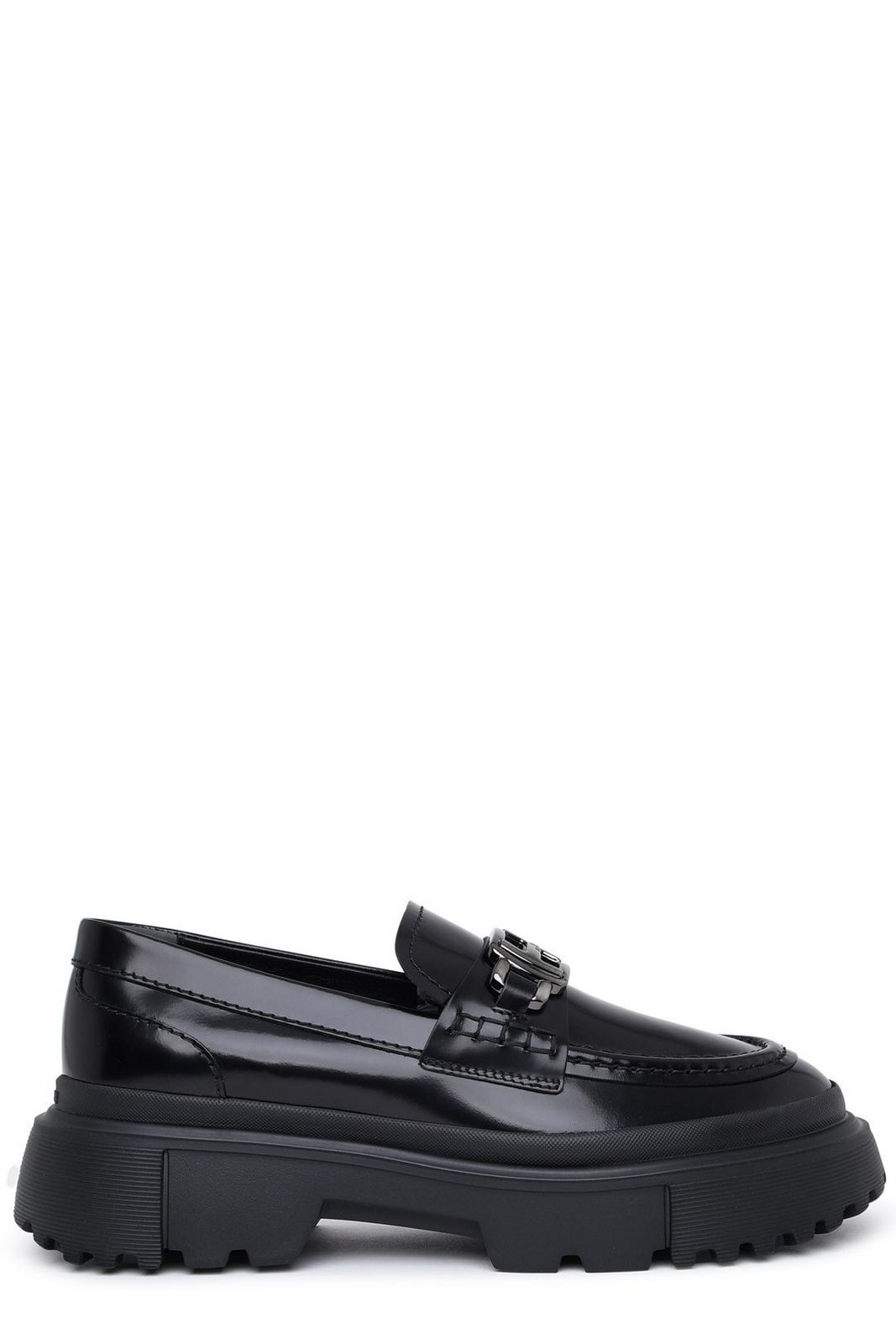 Hogan Logo Plaque Round-Toe Loafers – Cettire