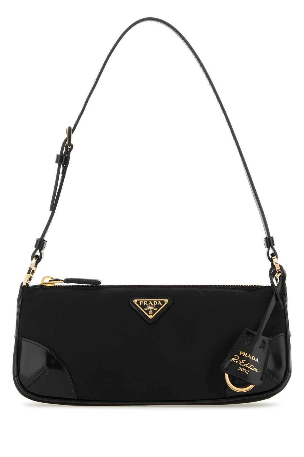 Prada Logo Plaque Zipped Shoulder Bag