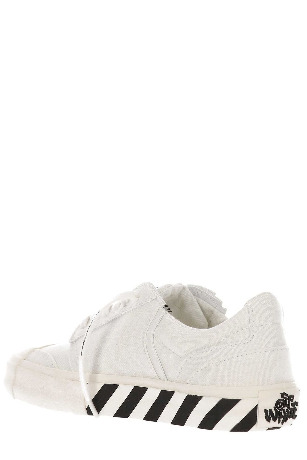 Off-White Round Toe Lace-Up Sneakers