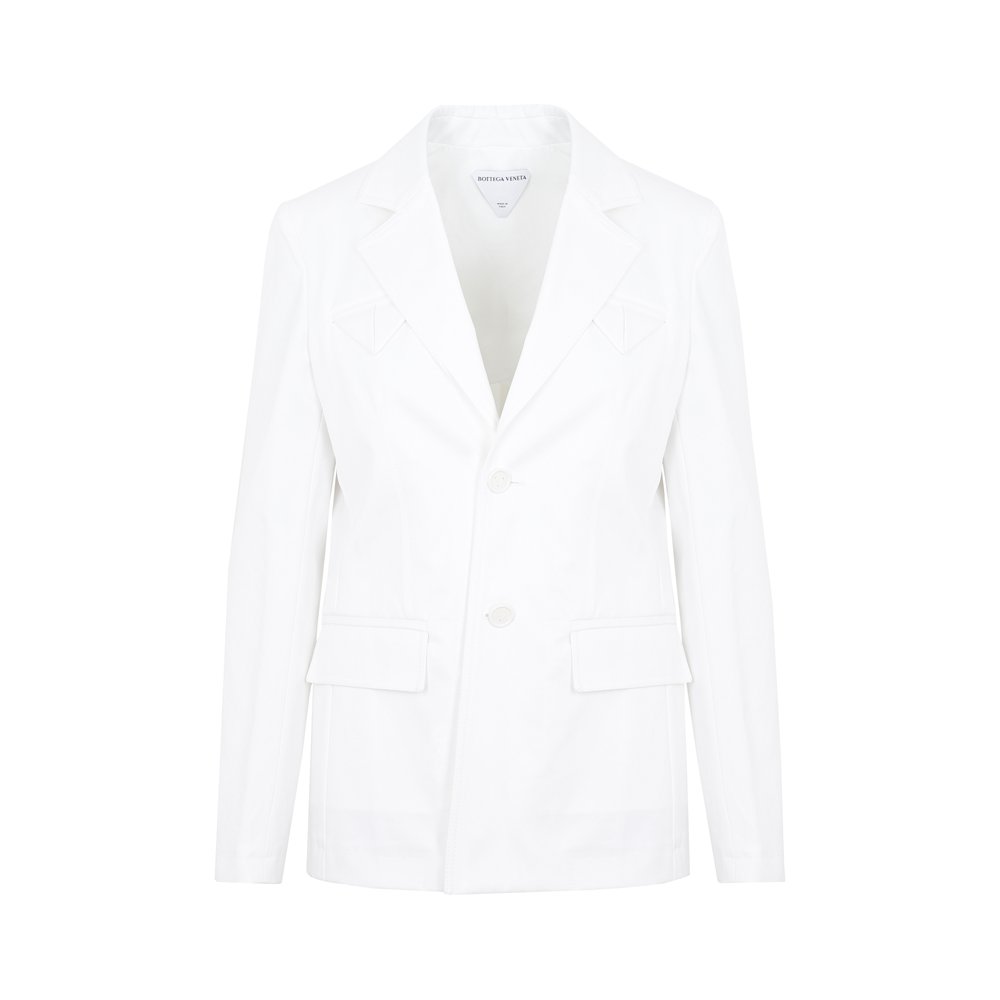 Bottega Veneta Single-breasted Sanded Cotton-Twill Jacket White