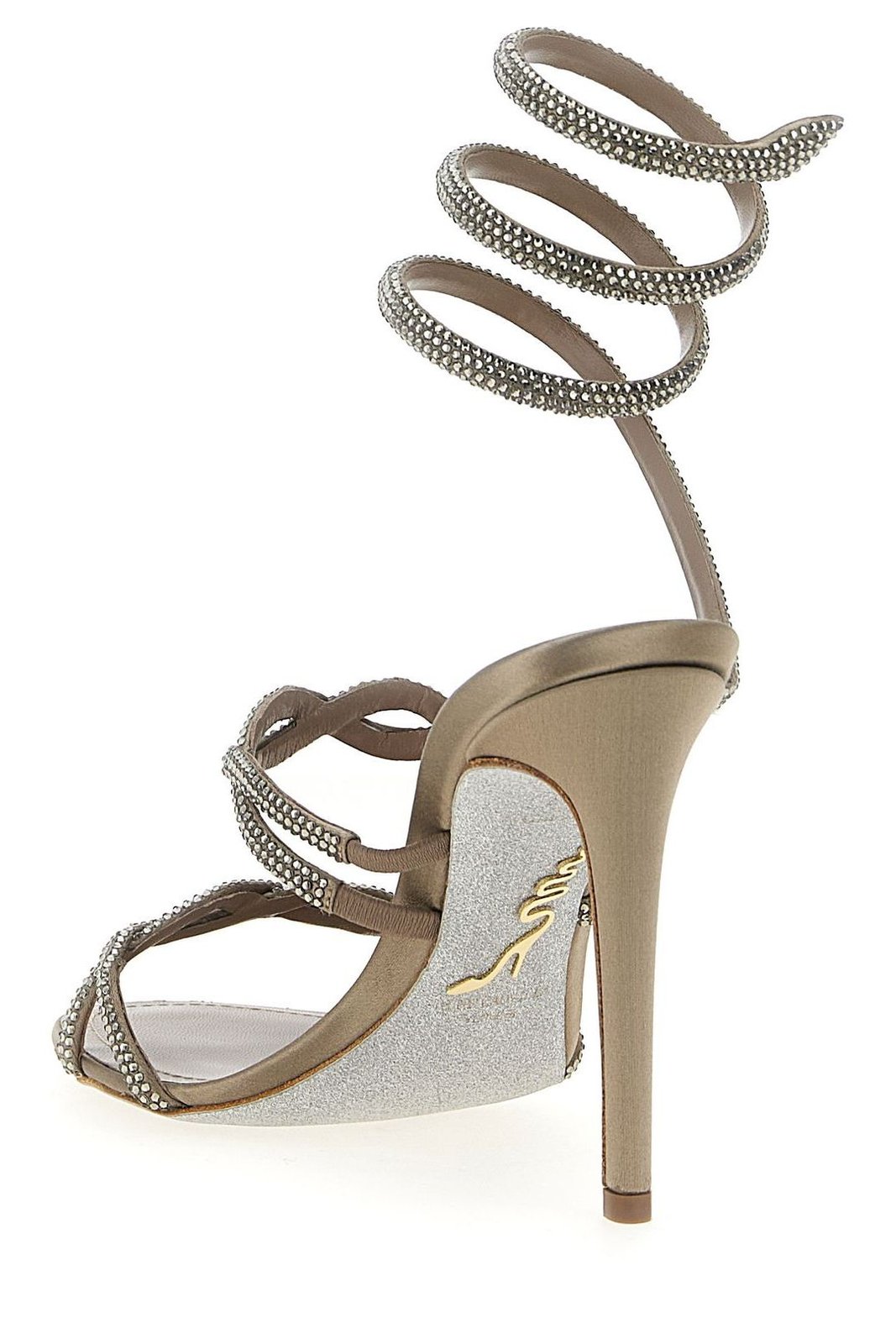 René Caovilla Braid Cleo Fog Satin Embellished Sandals