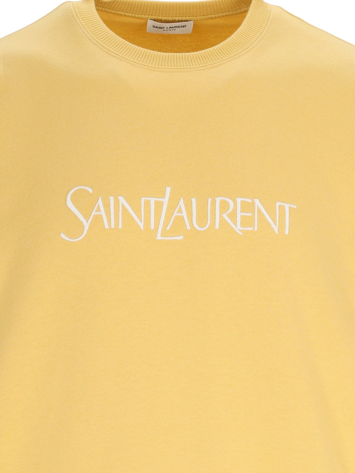 Shop Saint Laurent Logo Embroidered Crewneck Sweatshirt on