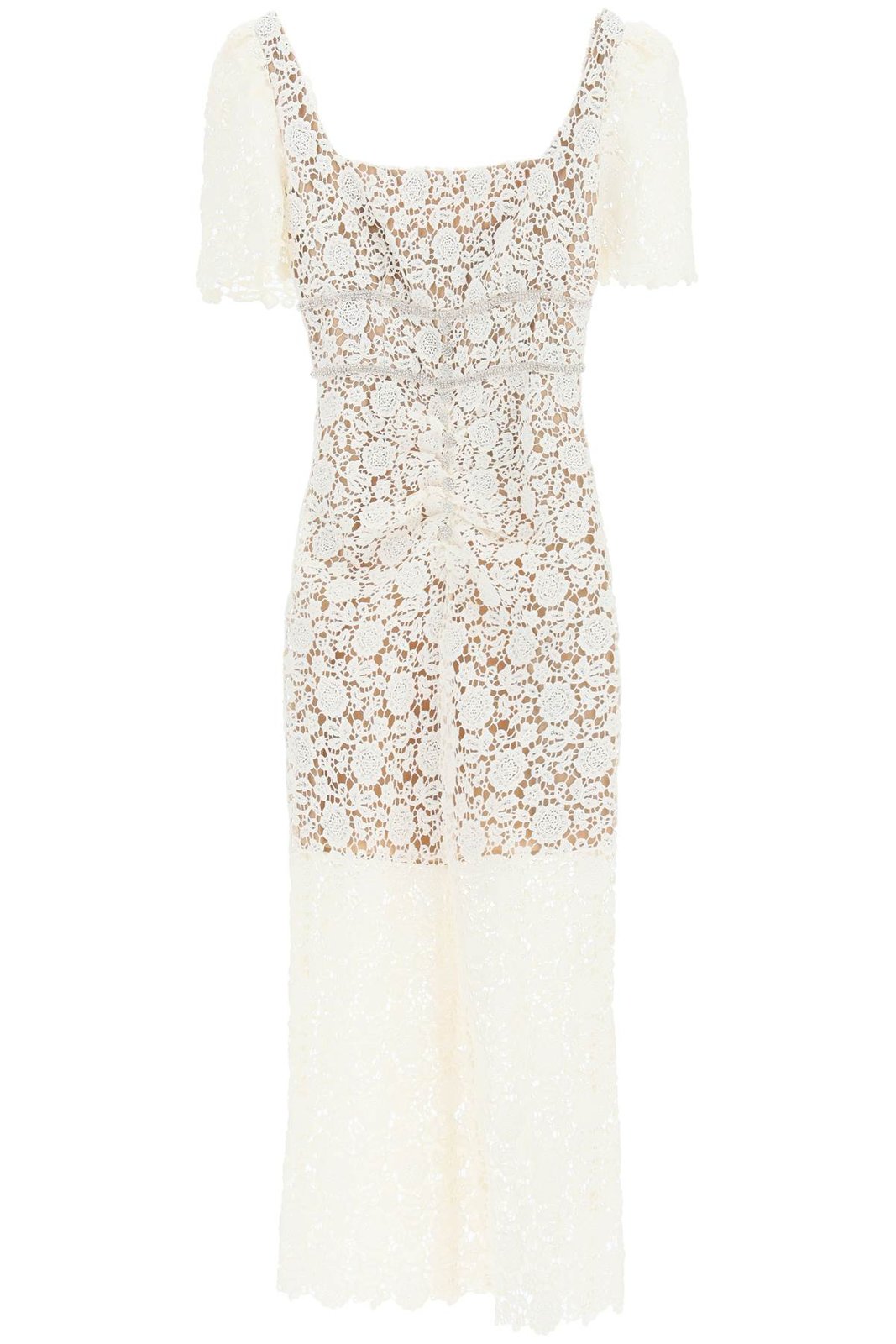 self-portrait floral guipure lace midi dress Self-Portrait Floral Guipure Lace Midi Dress Blue/White Size US 6 Celebrity Owned