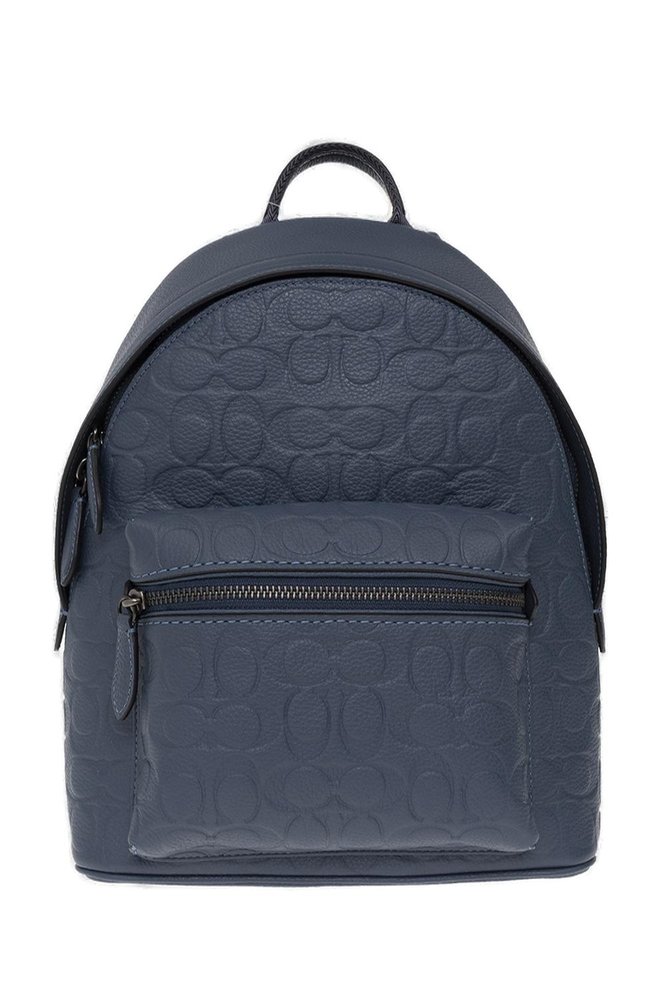 Coach Charter Logo Embossed Backpack In Navy ModeSens