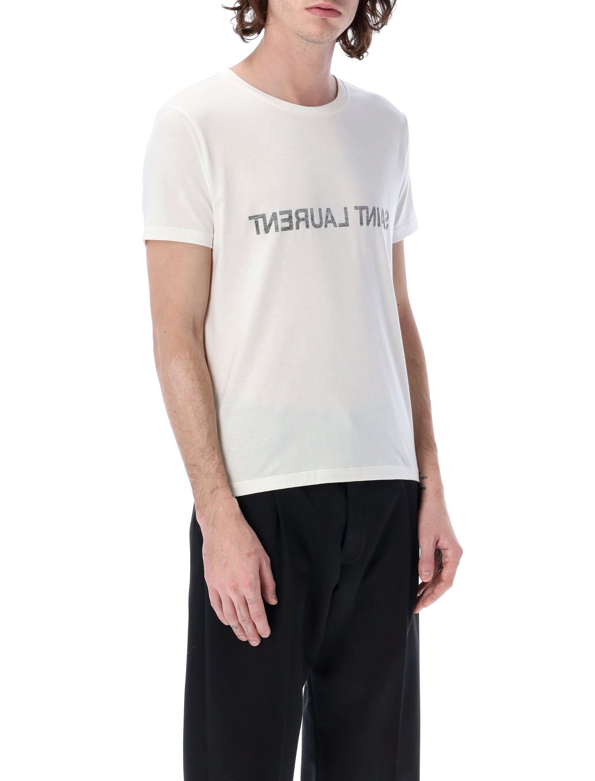 Saint Laurent Logo Printed Crewneck T-Shirt