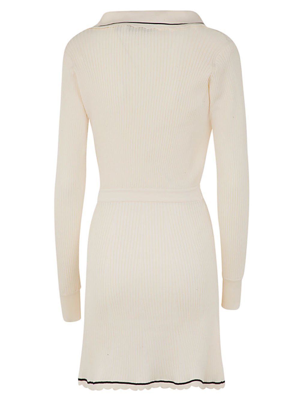 Self-Portrait Contrast Stitch Ribbed Knit Mini Dress  Cettire