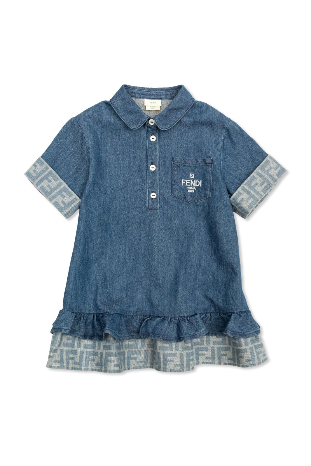 Fendi Kids Logo Embroidered Denim Dress