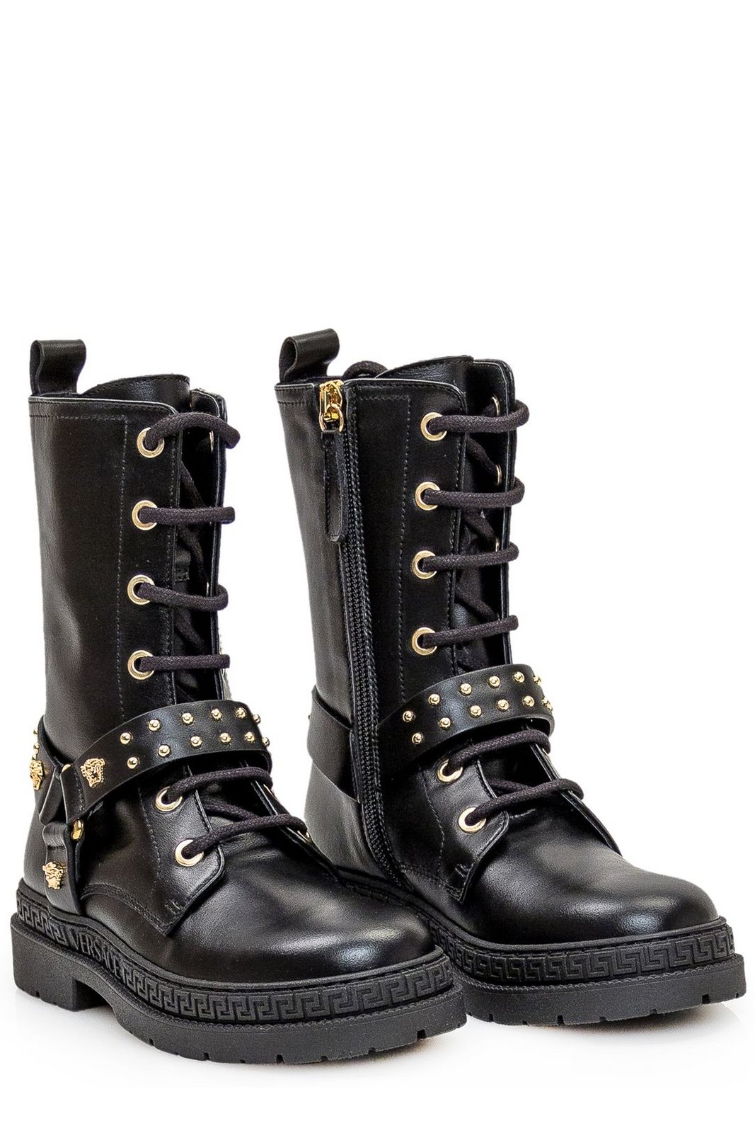 Versace Kids Medusa Round Toe Ankle Boots