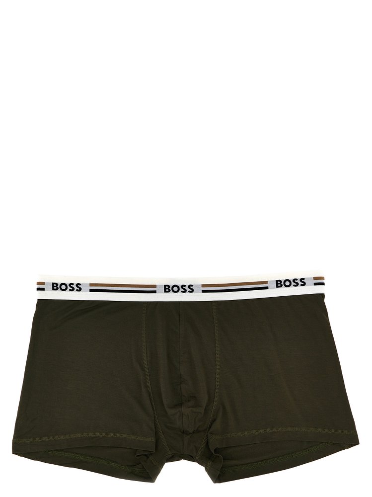 HUGO BOSS 로고 허리밴드 트렁크 삼팩 - 페칭