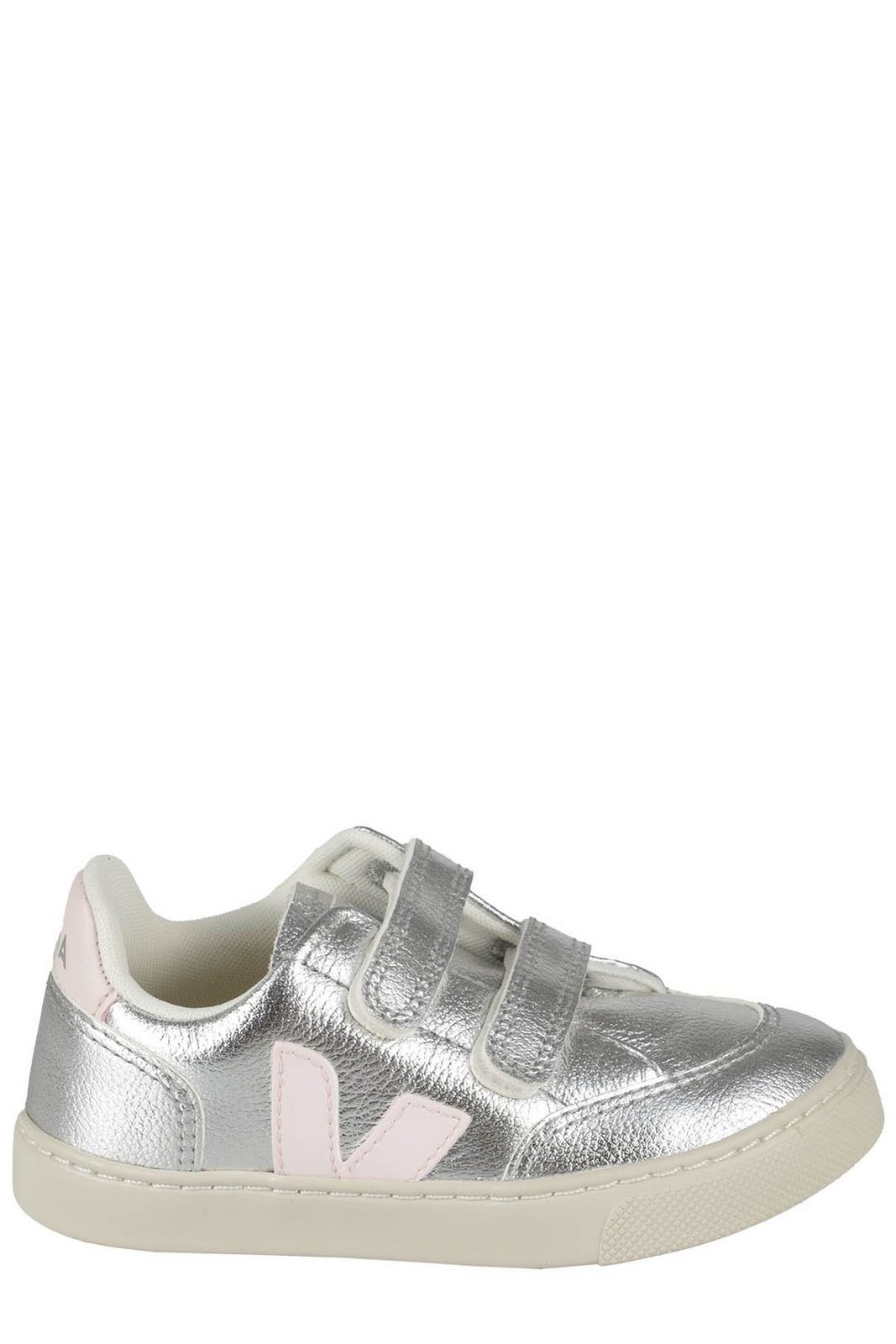 Veja Kids V-12 ChromeFree Metallic Touch-Strap Sneakers