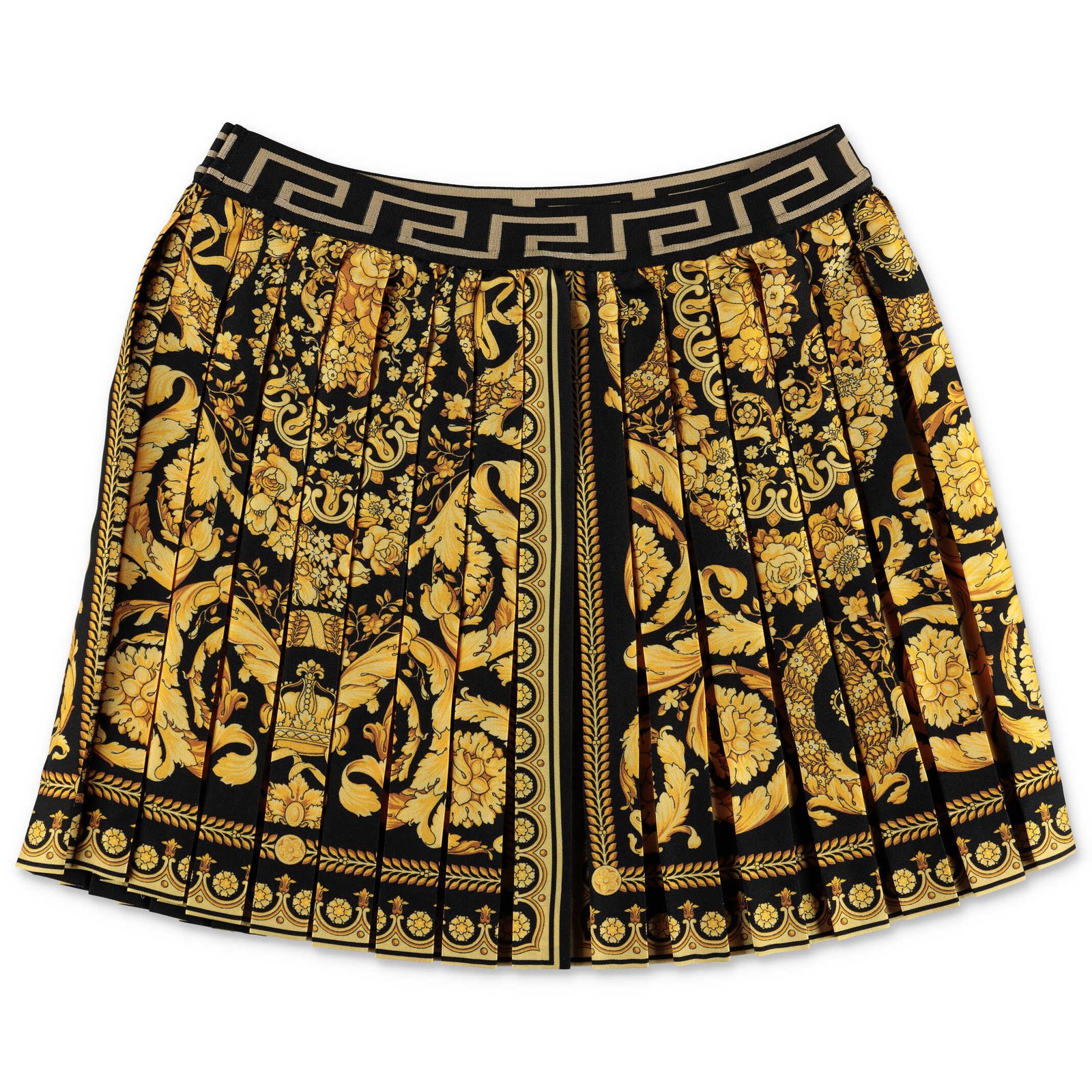 Versace Kids Barocco Printed Fully Pleated Mini Skirt
