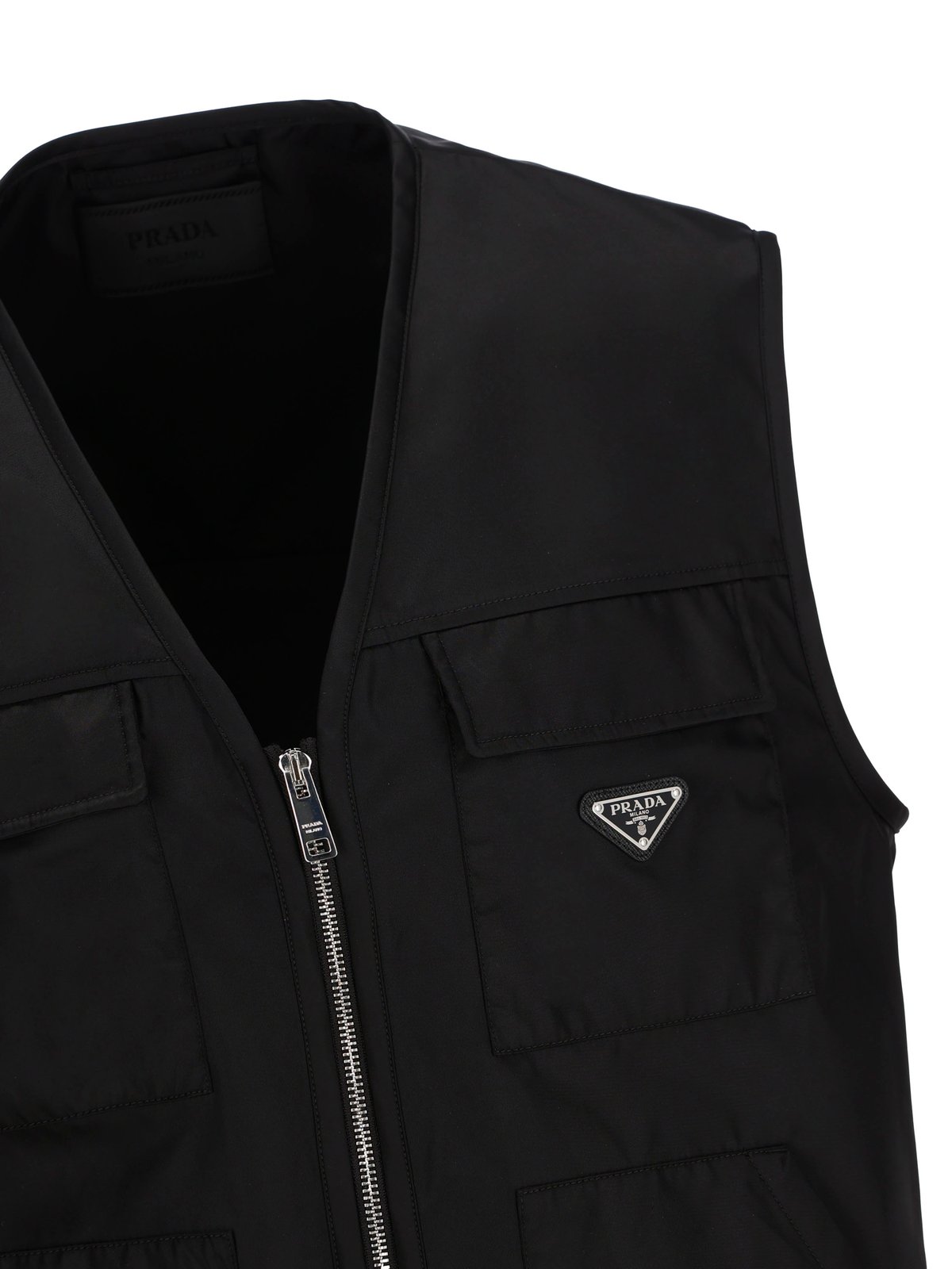 Prada Logo Plaque Zip-Up Gilet