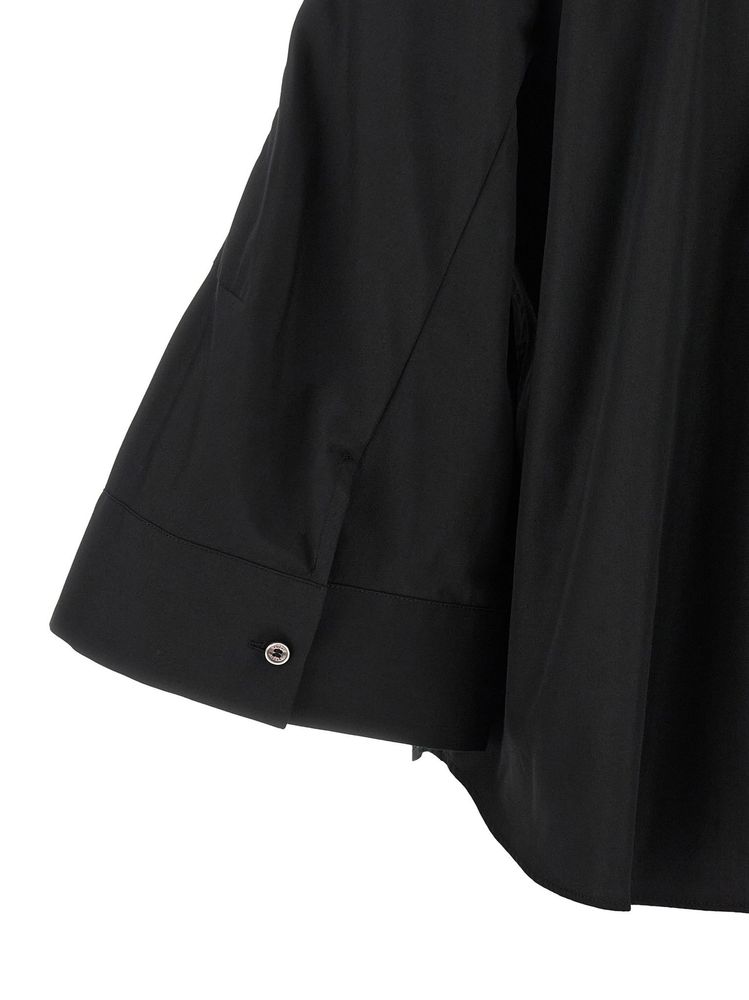 SACAI 플레어 크롭 팝린 셔츠