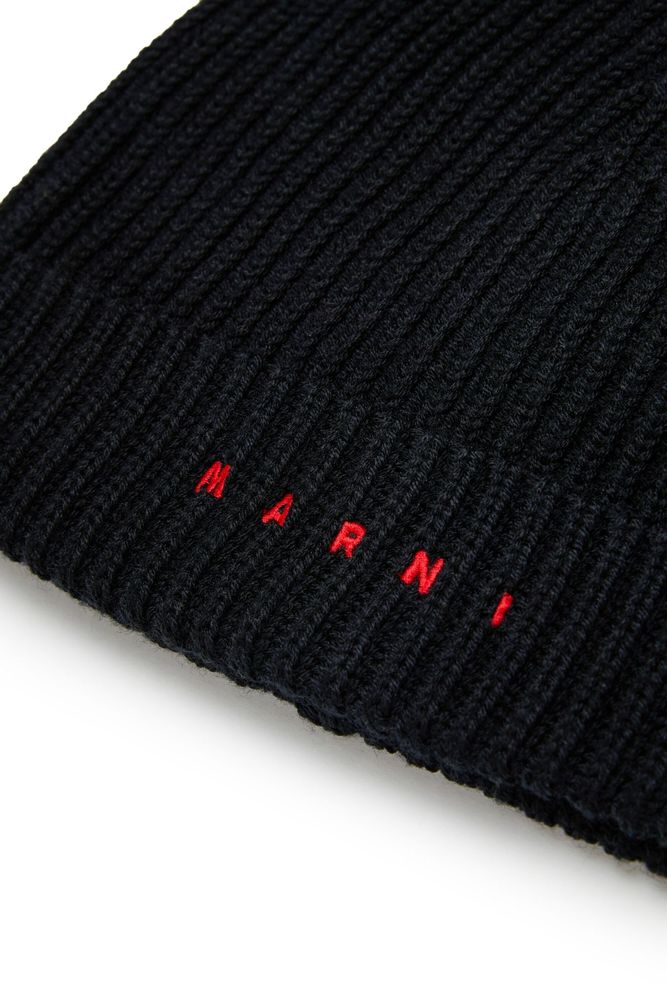 Marni Kids 로고 리브 비니 모자
