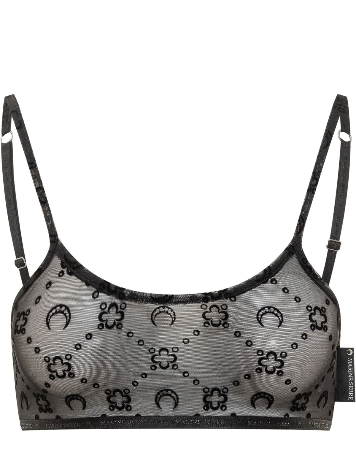Marine Serre Moonogram Patterbed Semi-Sheer Bra