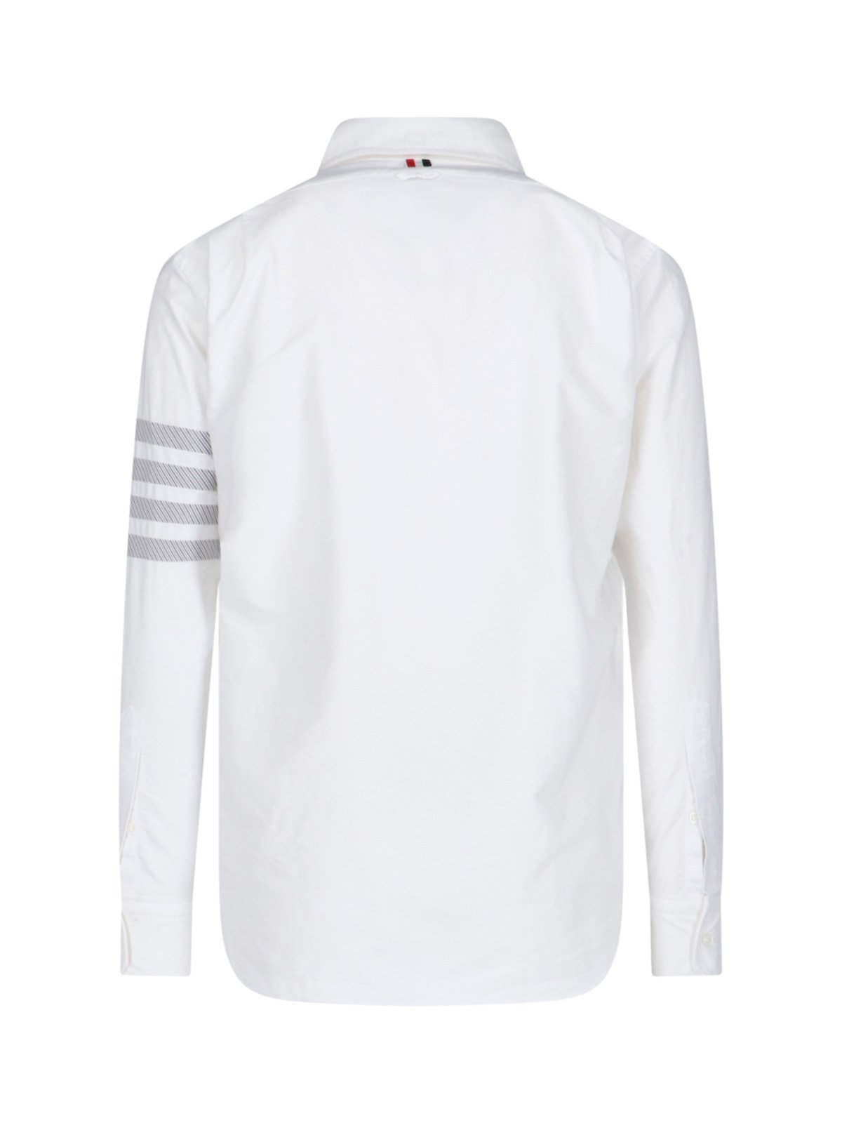 Thom Browne 4-Bar Stripe Curved Hem Shirt
