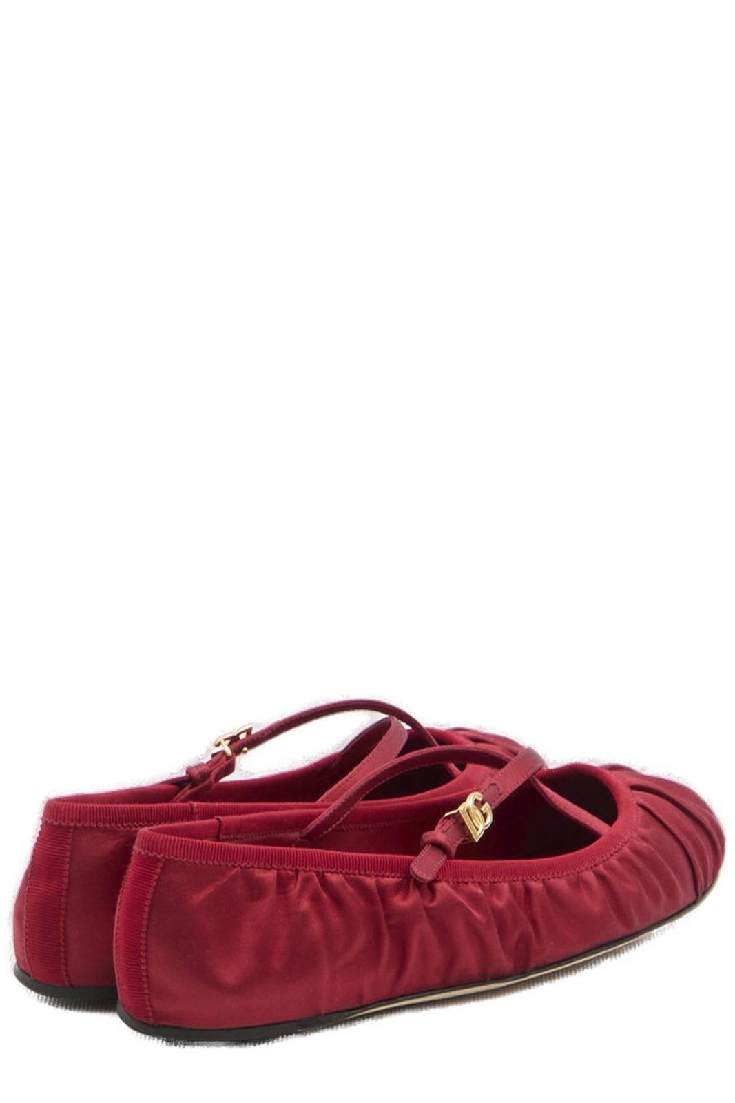 Dolce & Gabbana Logo Buckle Ruched Detailed Ballet Flats