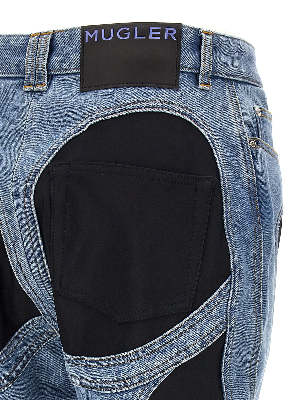 Mugler Spiral Split-Hem Stretch Jeans