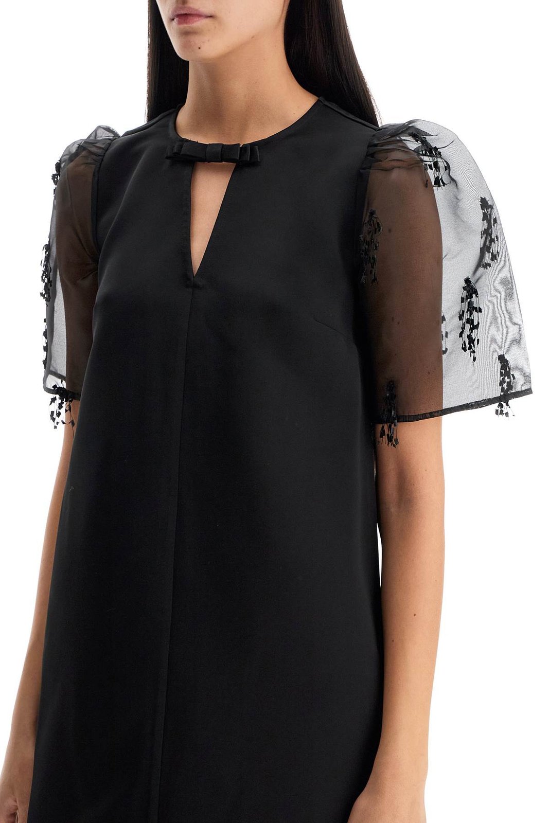 Ganni Fringed Organza Mini Dress