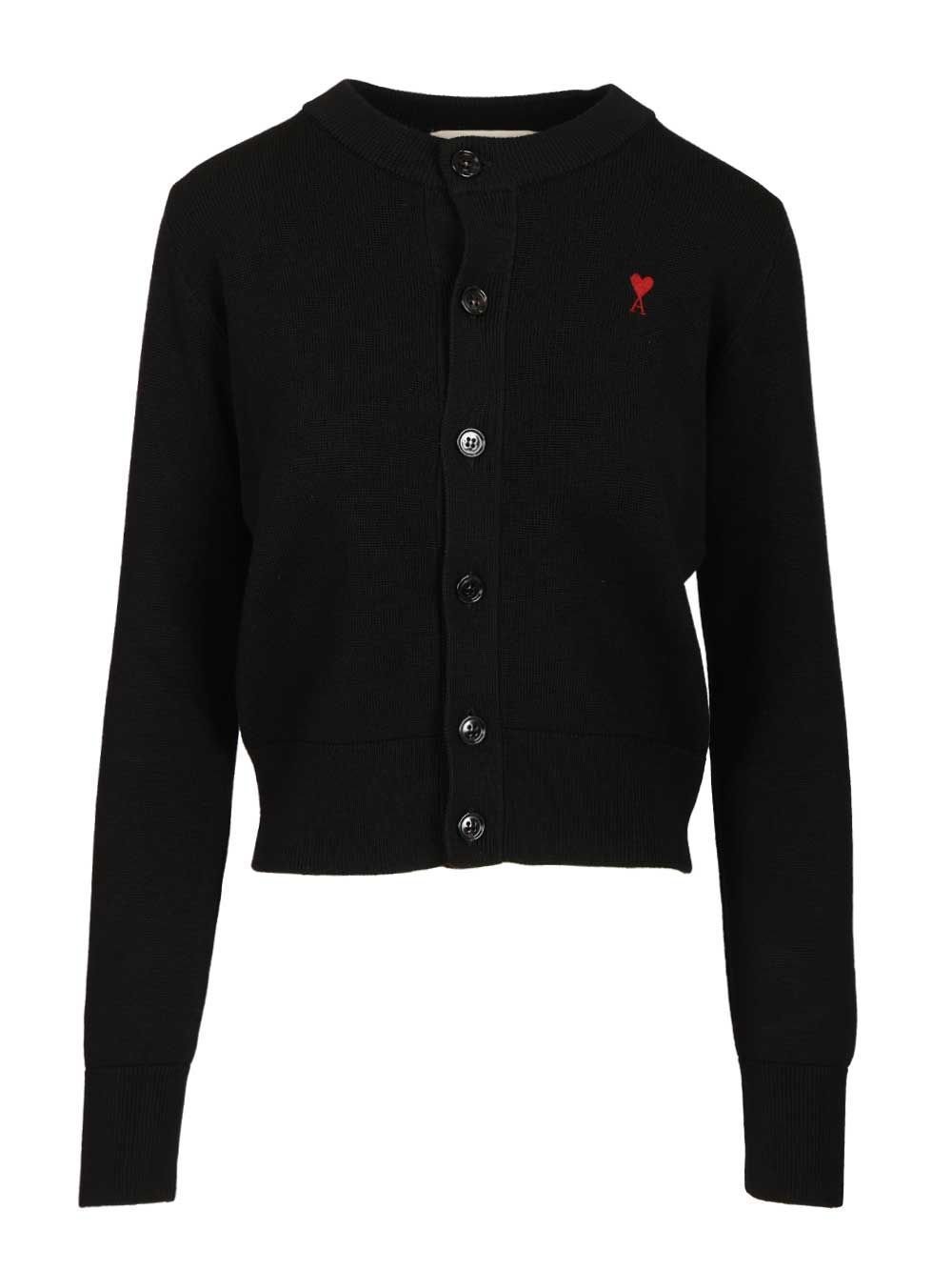 AMI Paris Ami de Coeur Embroidered Cardigan