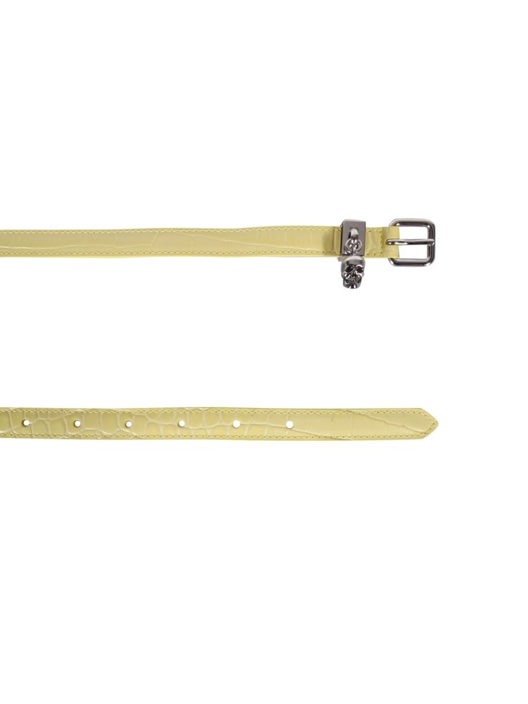 ベルト alexander mcqueen DOUBLE BELT WITH SKULL AND PAVE Alexander McQueen Men's 3D Skull & Studs Belt in Black