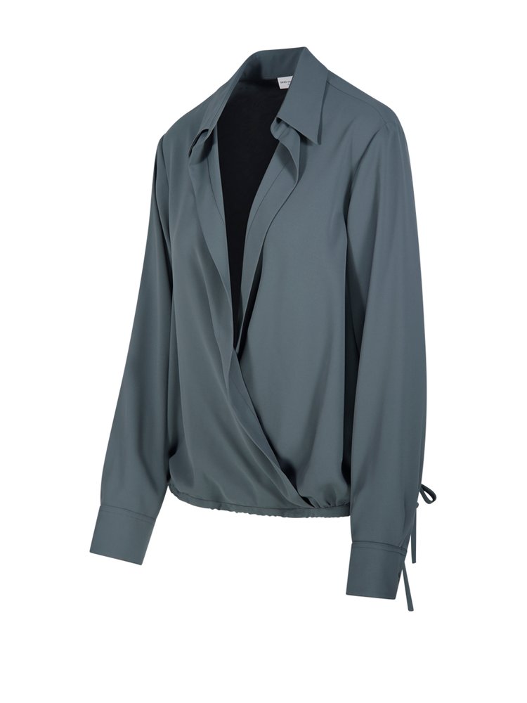 DRIES VAN NOTEN ロンクスリフVネックシャツ 0107069155 506RAF DRIES VAN NOTEN ロンクスリフVネックシャツ 0107069155 506RAF