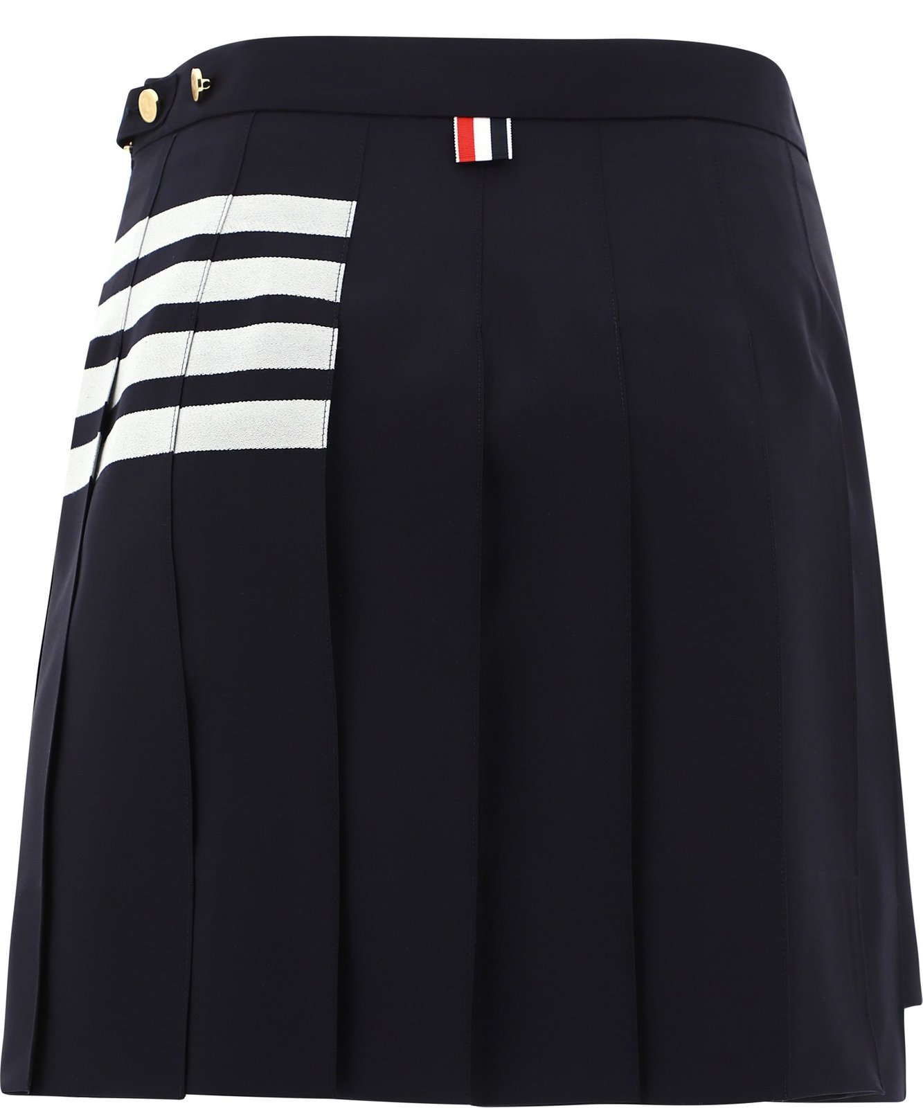 THOM BROWNE★Plain Weave 4-Bar Pleated Mini Skirt Plain Weave 4 Bar Mini Pleated Skirt | Thom Browne