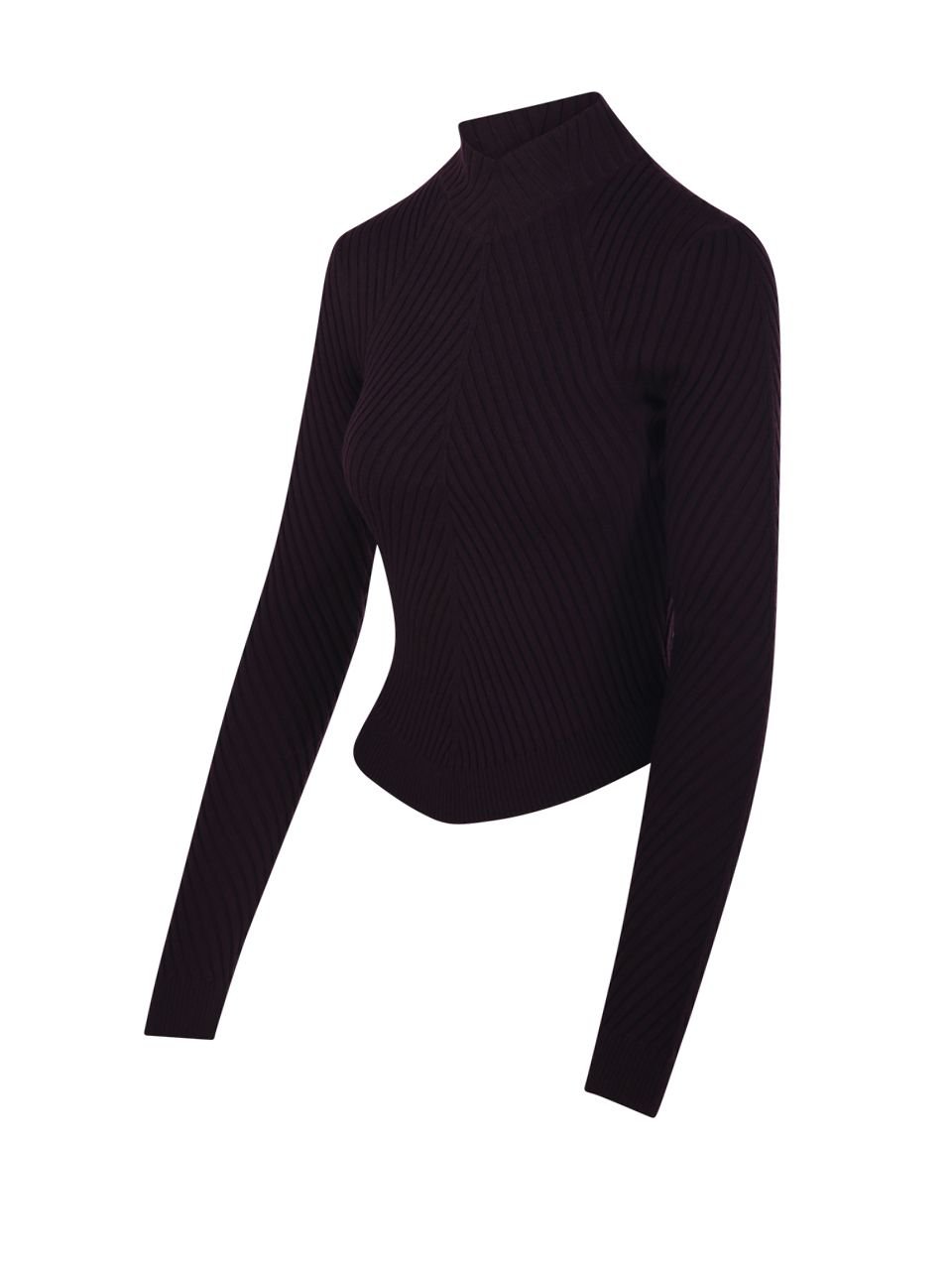 Victoria Beckham Ribbed Long Sleeve Knit Polo Top