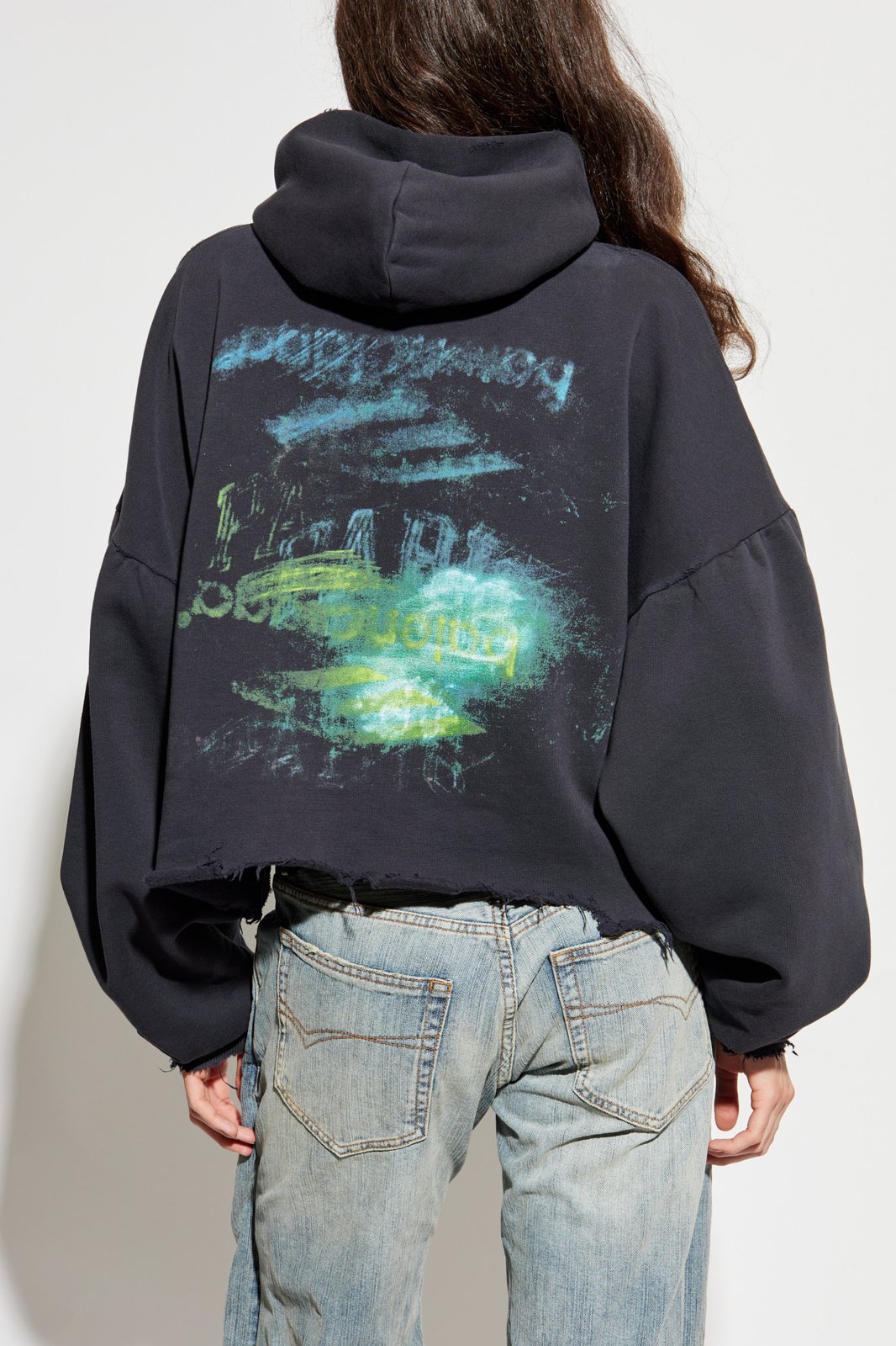 Balenciaga Diy Imprint Destroyed Cropped Hoodie