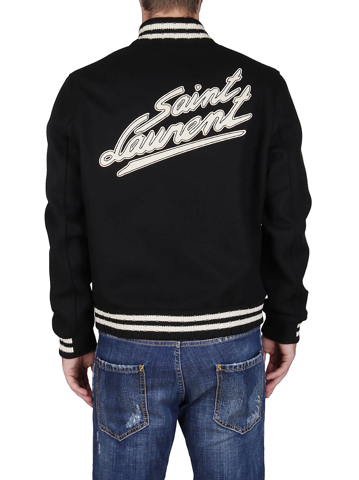 SAINT LAURENT◇18SS/SATIN VARSITY JACKET/サテンヴァーシティ 