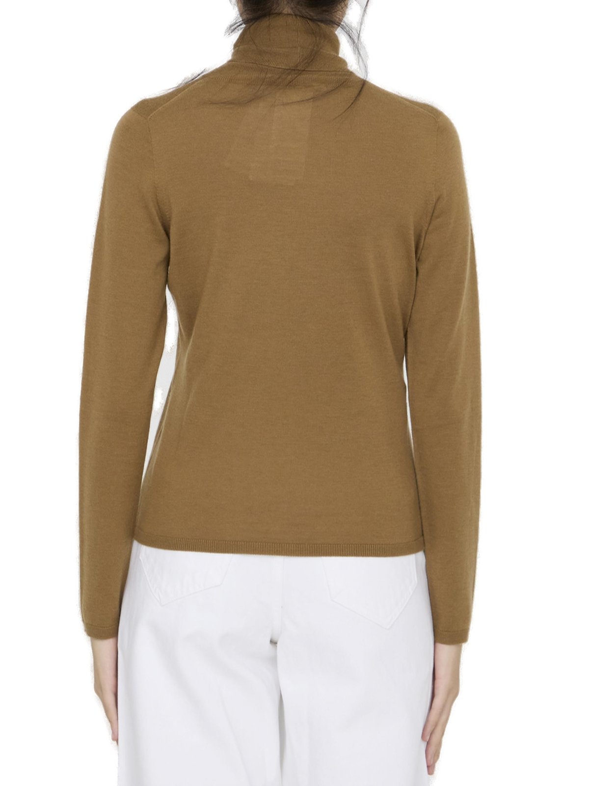 Tシャツ・カットソー MAX MARA WOMEN Veloce Sweater Top Brown Max Mara Max Mara Veloce Turtleneck Long-Sleeved Jumper