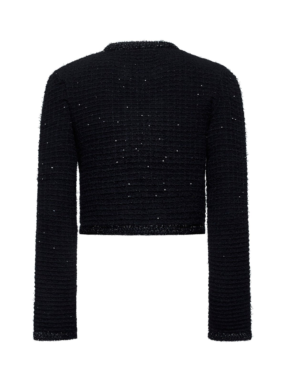 Self-Portrait Textured Cropped Knitted Jacket