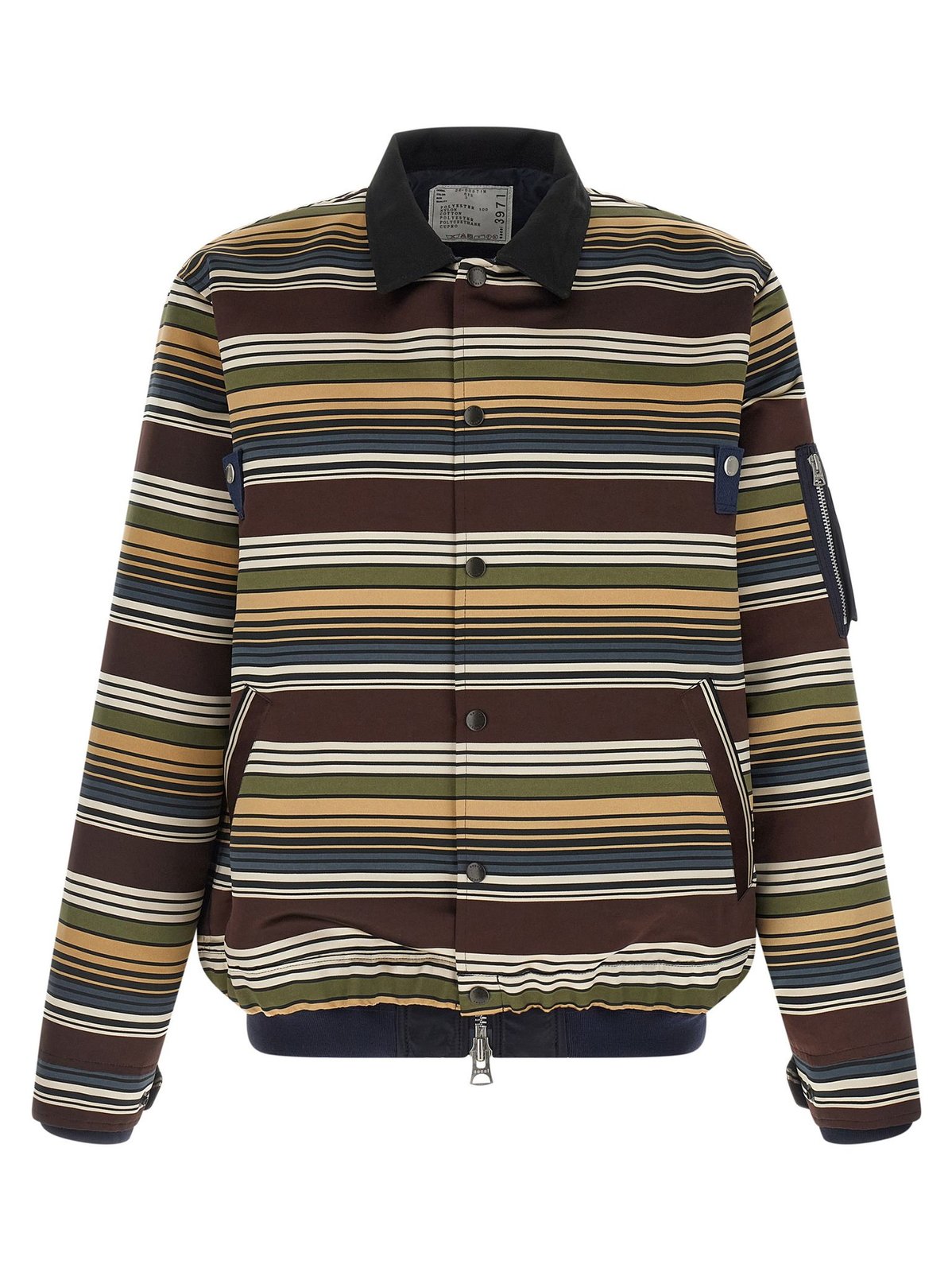 saa✴︎ページ Sacai Striped Button-Up Bomber Jacket – Cettire