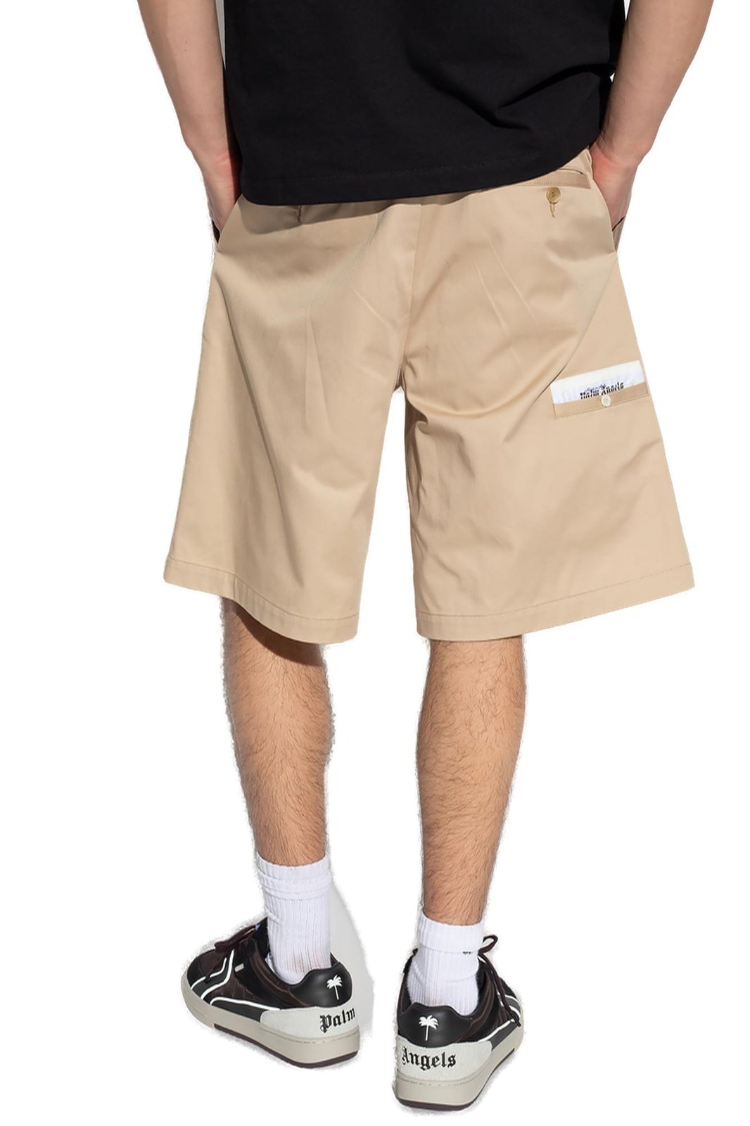 Palm Angels High-Waist Logo-Waistband Tailored Shorts