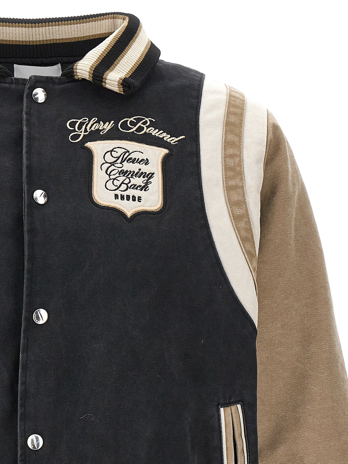 Rhude Washed Logo Embroidered Varsity Jacket
