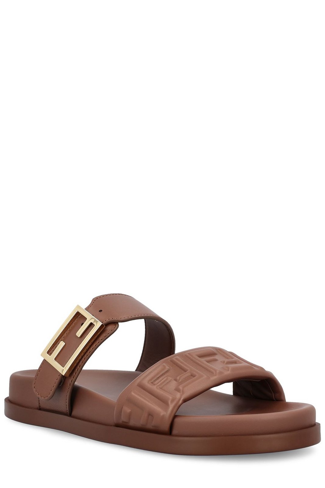 Fendi Feel FF Embossed Double Band Sandals