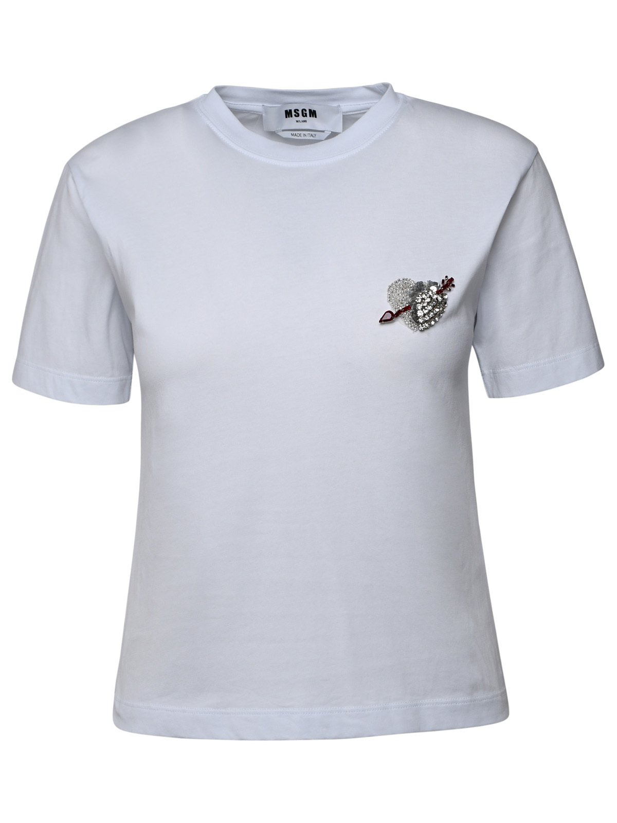 MSGM Short Sleeved Crewneck Embellished T-Shirt – Cettire 