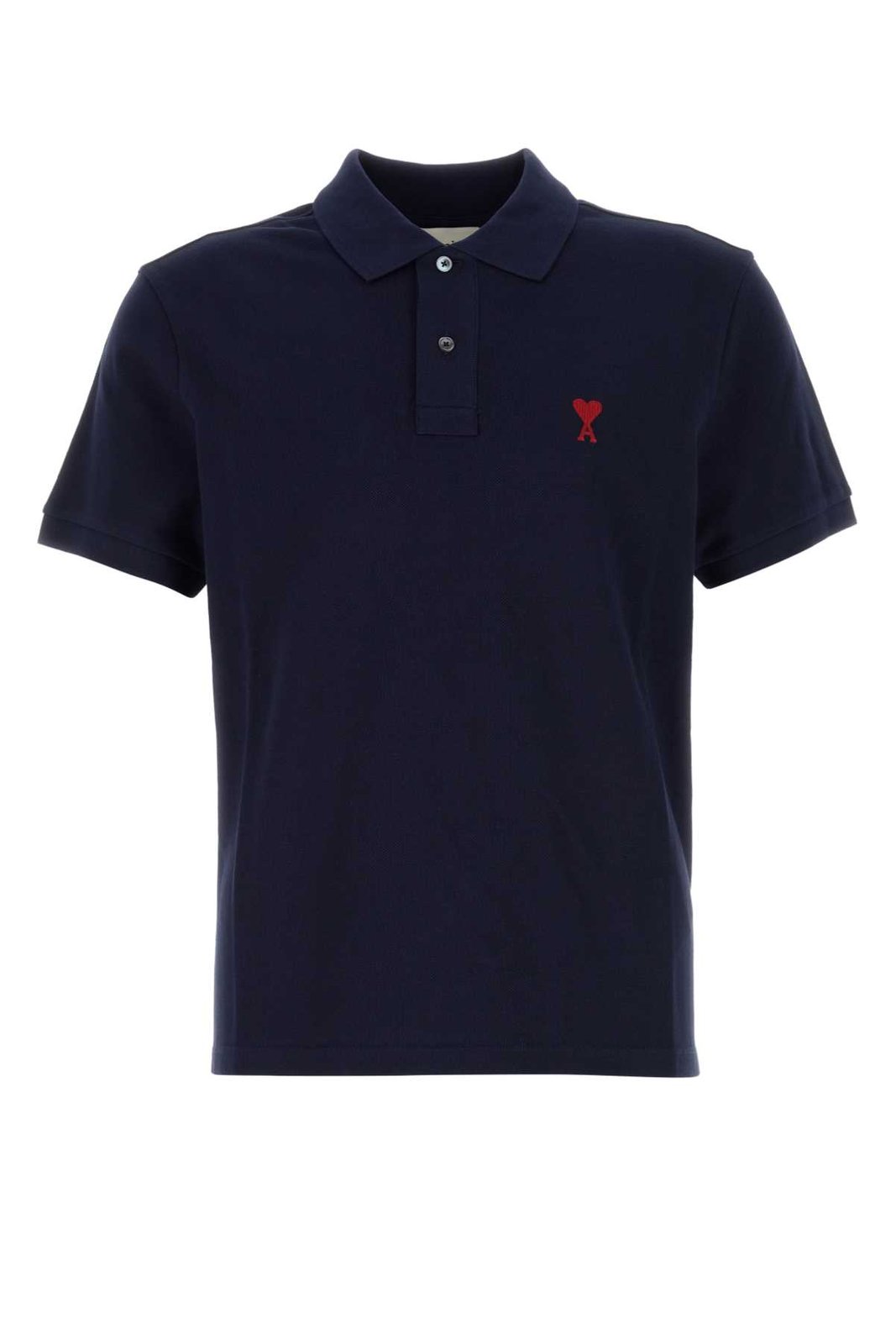 AMI Paris Logo Embroidered Straight Hem Polo Shirt