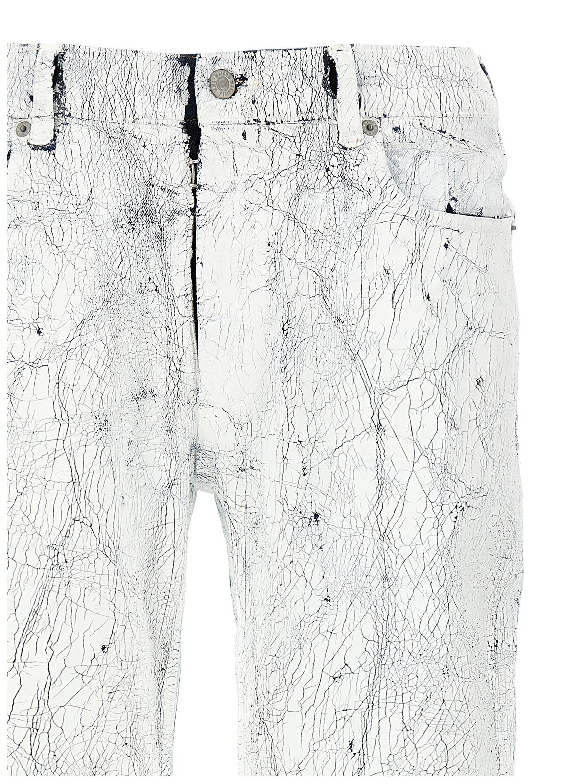 Shop MM6 Maison Margiela Cracked-Effect Straight-Leg Jeans