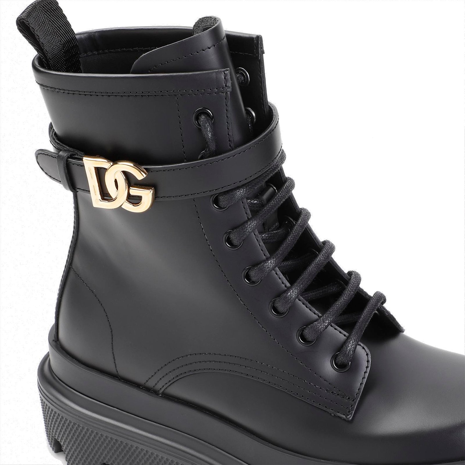 Dolce & Gabbana Logo Plaque Round Toe Ankle Boots
