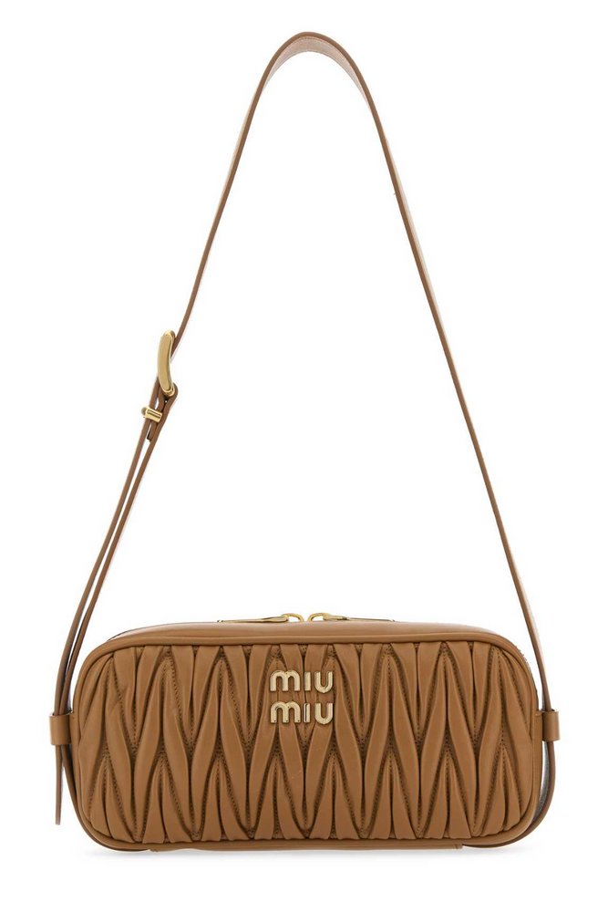 Miu Miu Logo-Lettering Zip-Up Shoulder Bag – Cettire