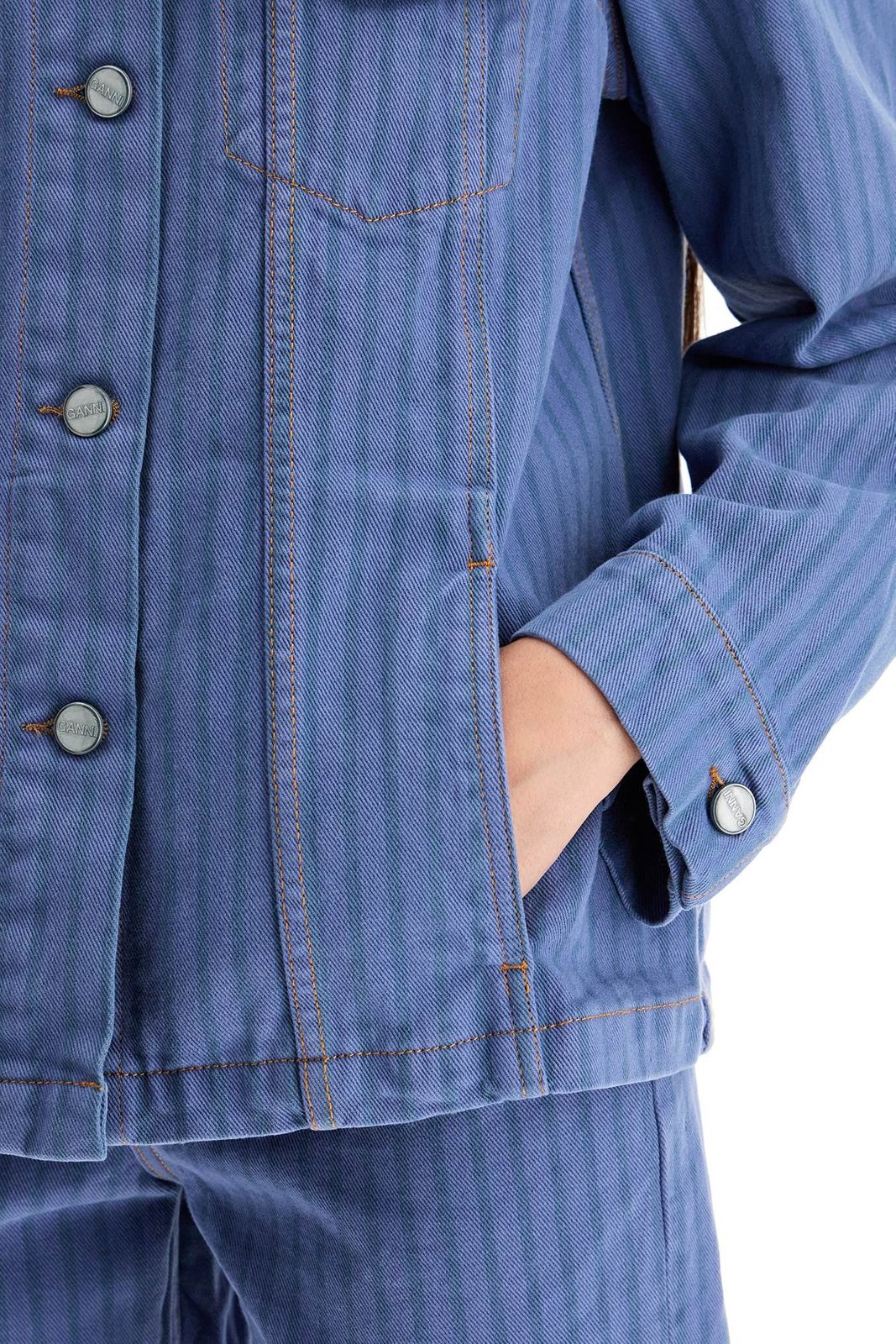 GANNI｜DENIM JACKETS (STRIPE OVERDYED DENIM JACKET (J152 Ganni Stripe Overdyed Denim Jacket – Cettire