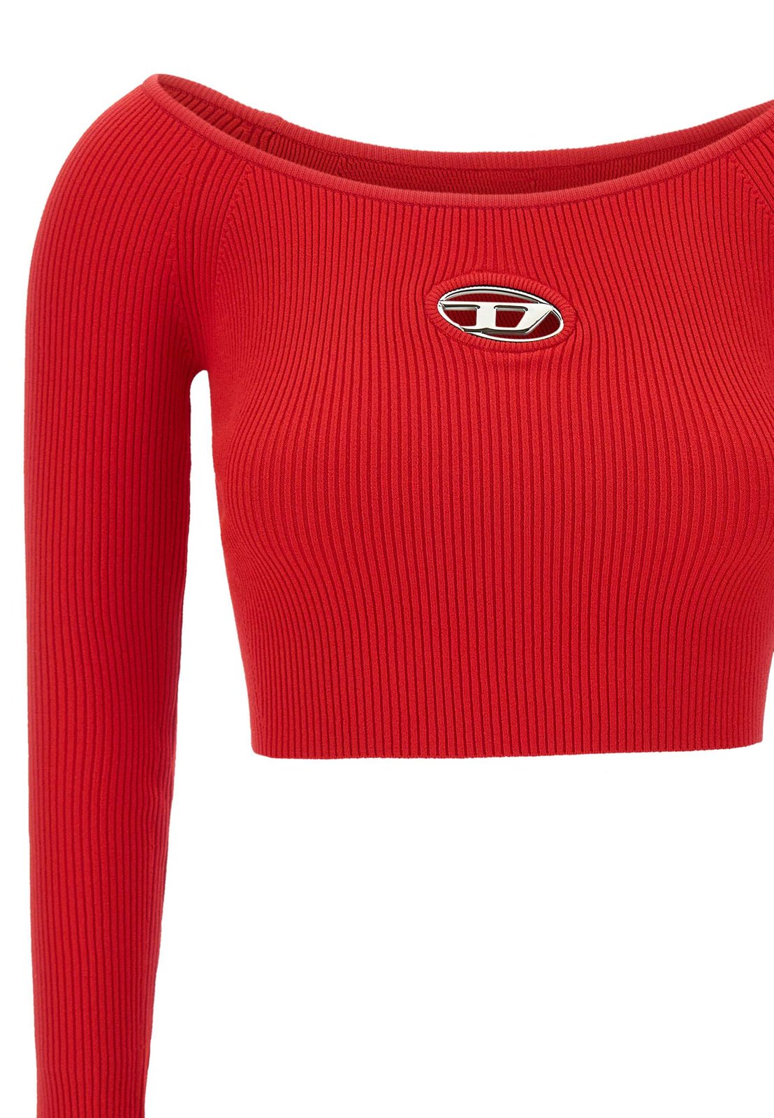 Diesel M-Vera-Ls Ribbed Knit Off-The-Shoulder Top