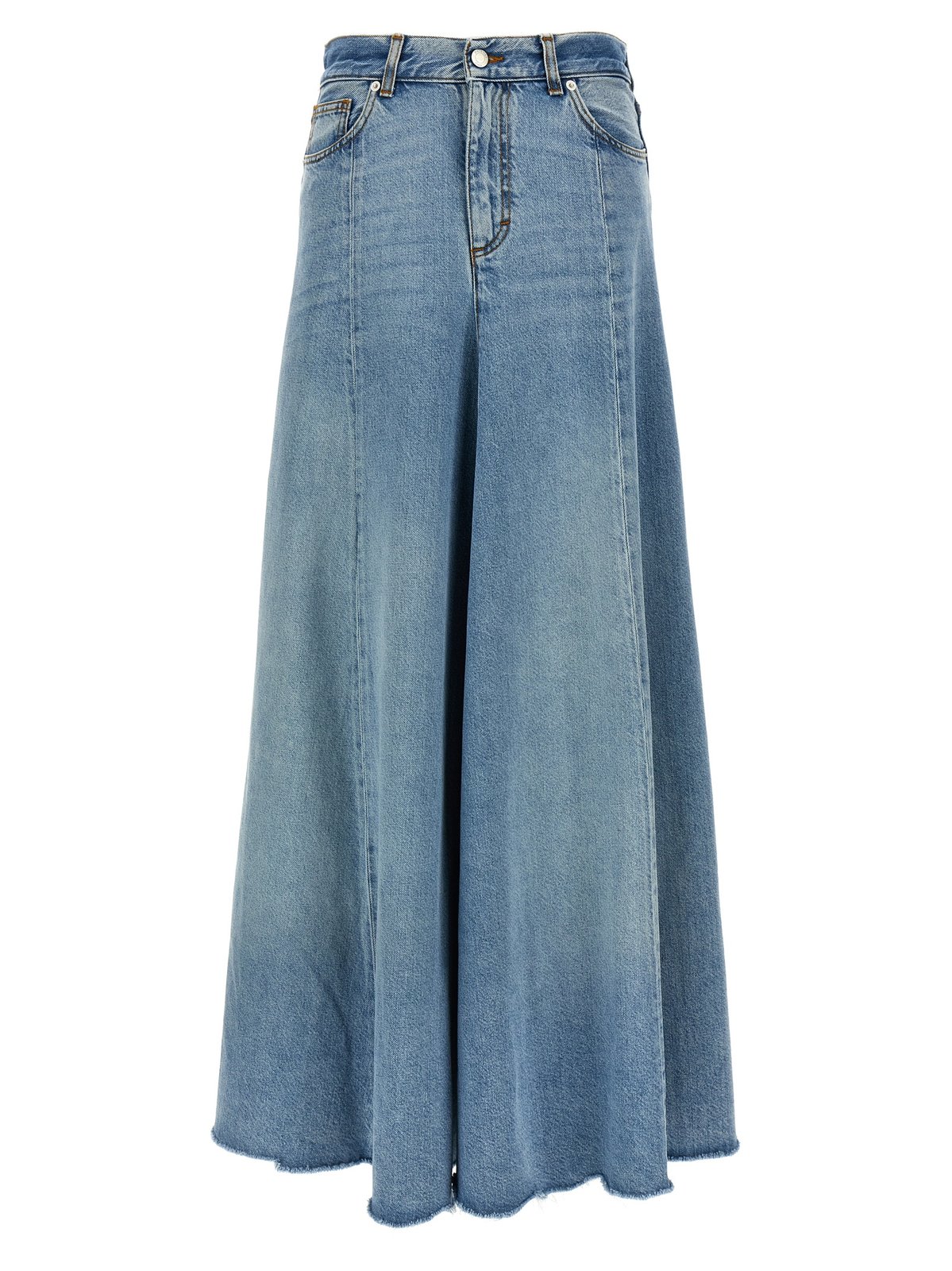 スカート HAIKURE SKIRT (HEW08096DF106) Haikure Logo-Patch Denim Maxi Skirt – On Sale Now with Up to