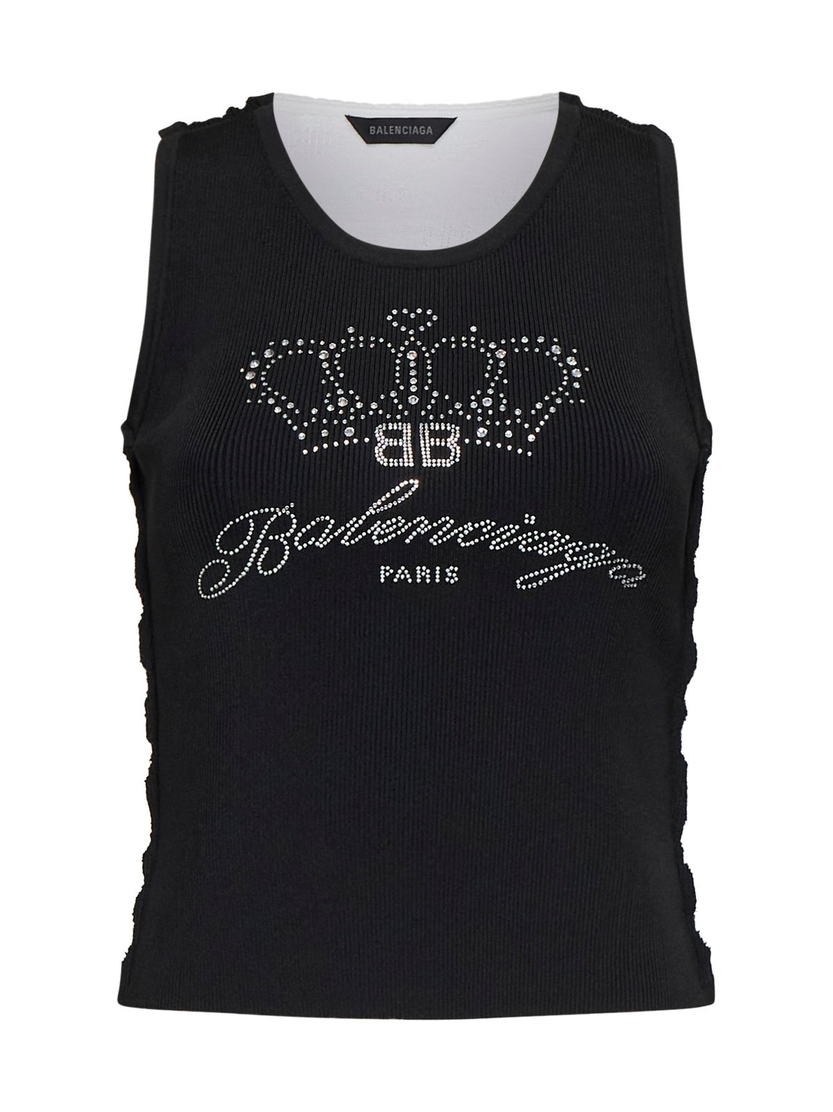 Shop Balenciaga Logo Rhinestone Embellished Tank Top on Sale