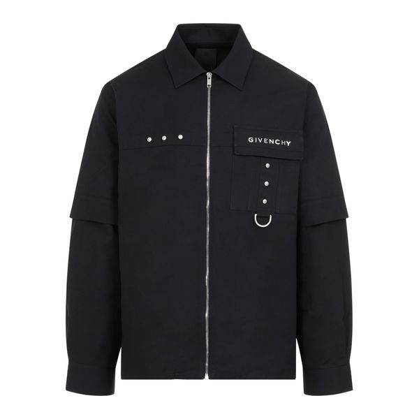 ジバンシィ ウール ジップシャツ サイズ41(L~XL) グレー 強う